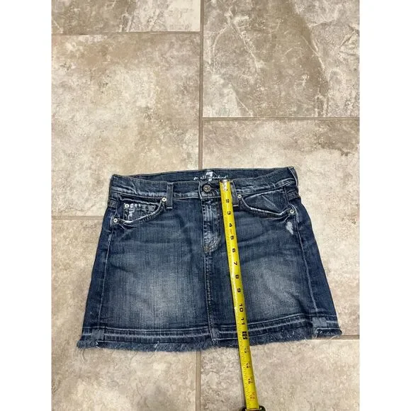 7 For All Mankind Raw Hem Jean Skirt - Size 28 - Picture 8 of 13